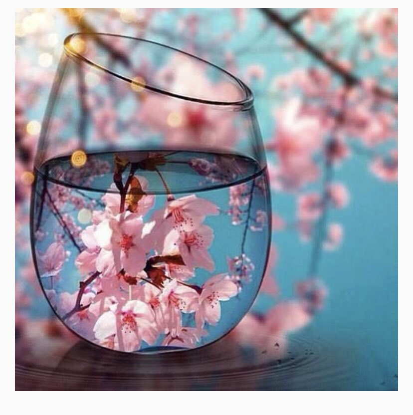 GLASS WITH PINK FLOWER 5D 30X30 ROUND