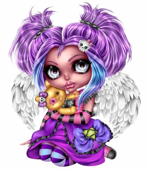 PURPLE ANGEL GIRL 5D 35X45cm ROUND &  SQUARE