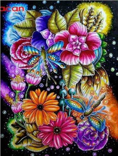 DRAGONFLIES AND FLOWERS 40X50cm 5D FULL ROUND