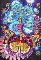 BUTTERFLY COLOR 50x40cm ROUND WITH AB DRILLS ONLY