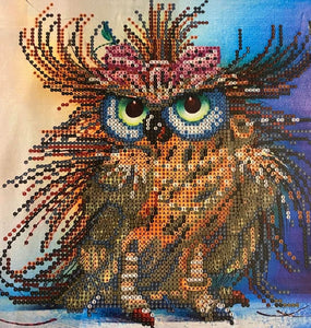 FEISTY OWL 30x30 PARTIAL ROUND