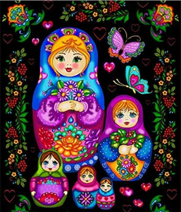 RUSSIAN DOLLS 35X45cm ROUND